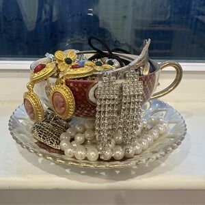 Mystery Jewelry Jar Royal Tea Treasures Vintage Estate Cameo Y2K Silver Gold Lot